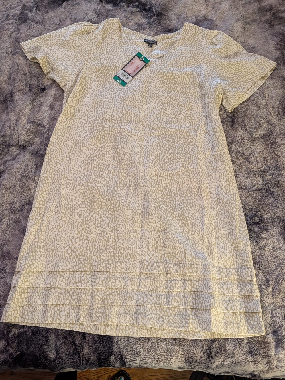 NWT Nicole Miller Cream Pebbled-Print Midi Dress XL